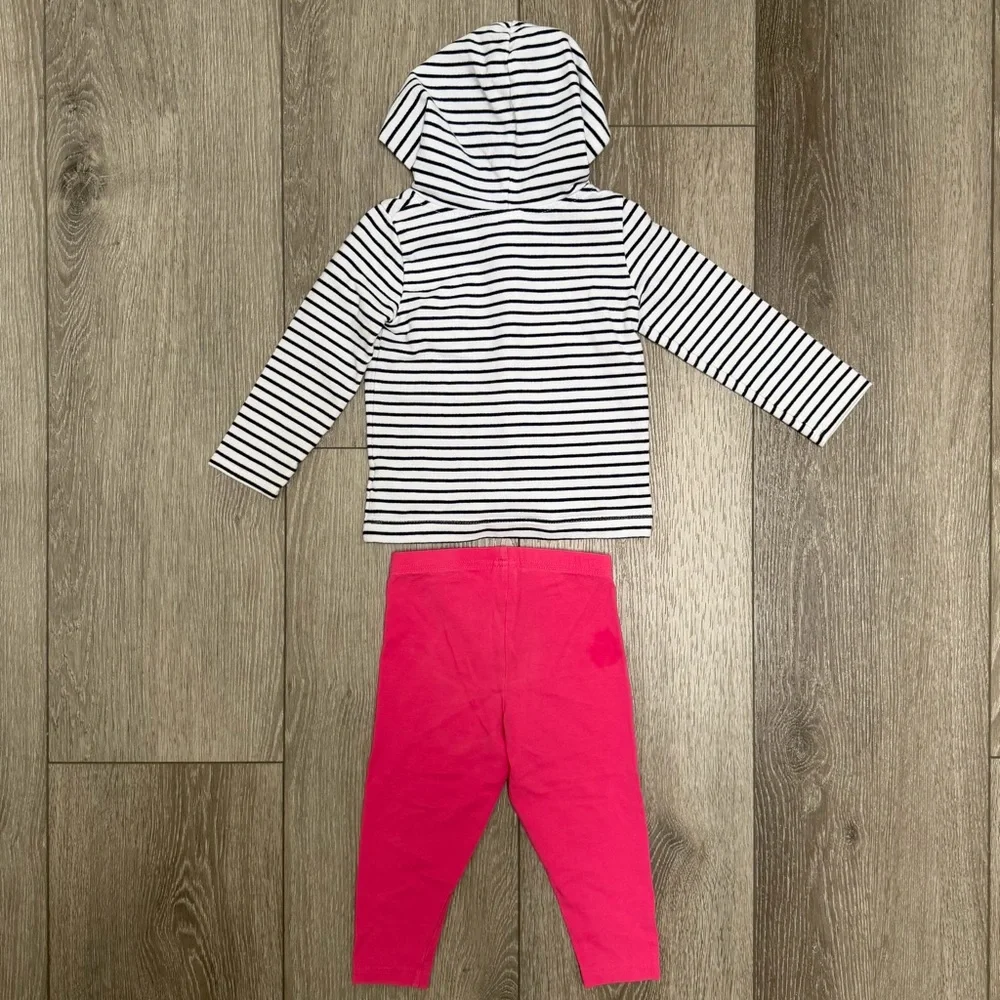 CARTERS 2PC SISTER HOODED LONG SLEEVE SHIRT AND LEGGINGS OUTFIT SET 24MO